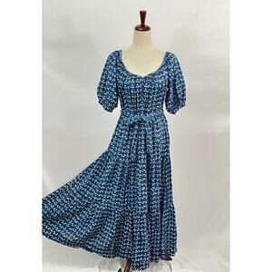 MIRTH Sz S Small Handmade Collection Blue Dot Dress Capri Indigo Rain